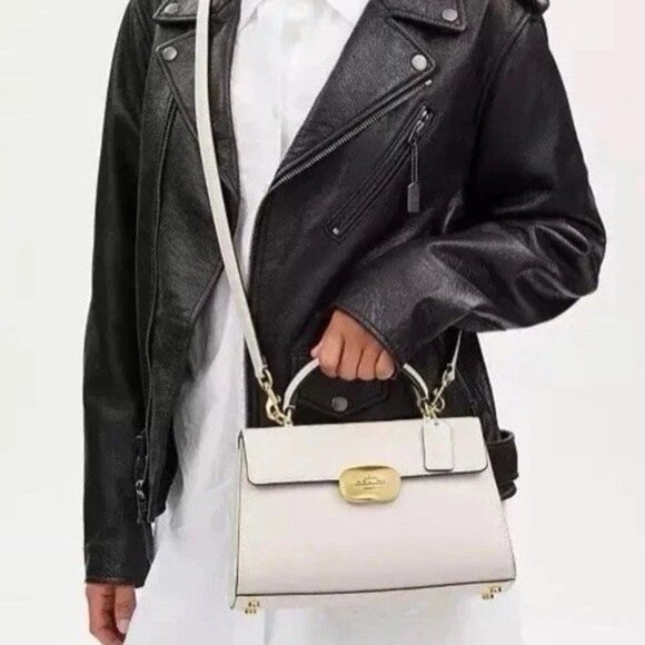 COACH Eliza Top Handle Shoulder Bag CP006 Gold/Chalk🌼NWT - Picture 4 of 7